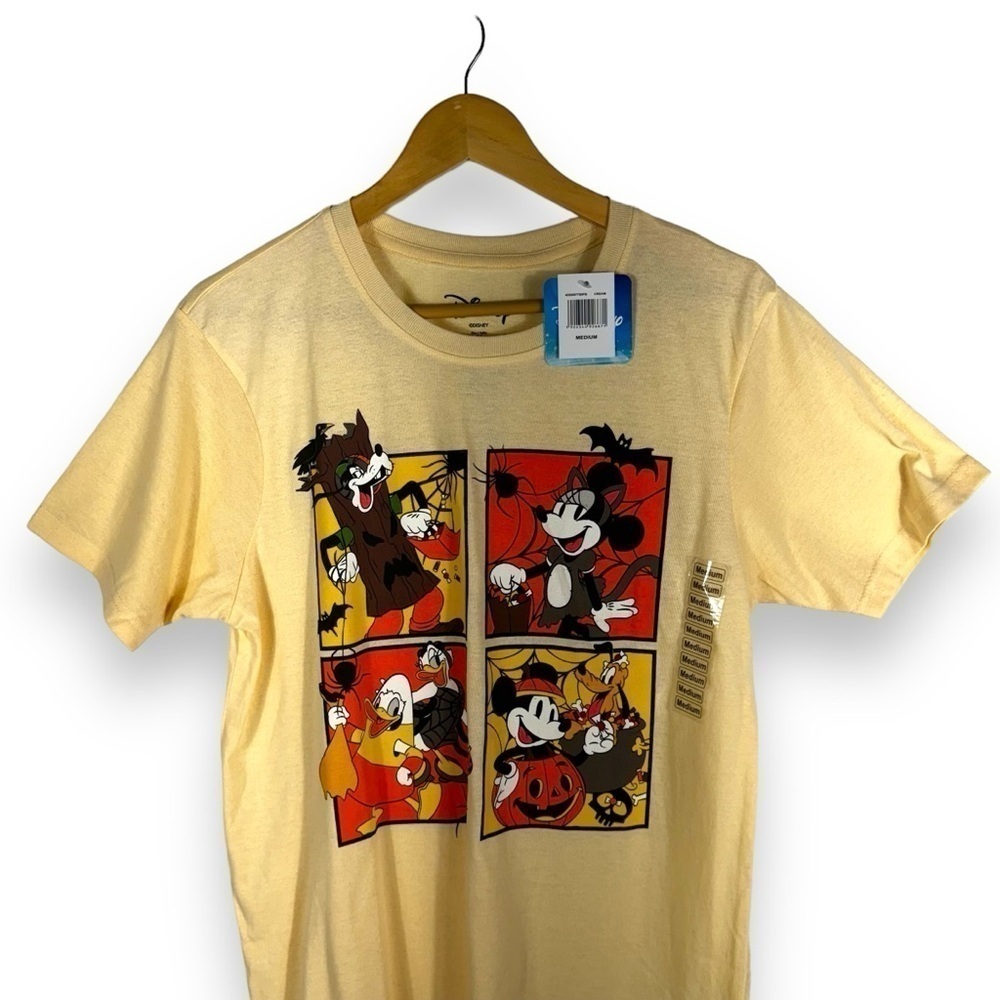 Disney Paneled Halloween Motif Graphic Short Sleeve Tee, Peach, Size Medium - Picture 2 of 11